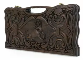 Резные нарды из бука "Лев" с ручкой