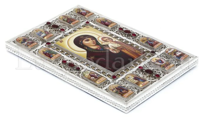 Kazan icon of the Life of the Mother of God (finift)