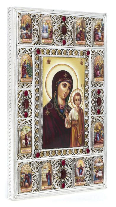 Kazan icon of the Life of the Mother of God (finift)