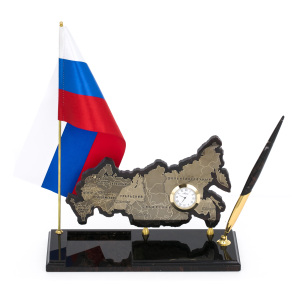 Письменный набор из обсидиана "Карта России"