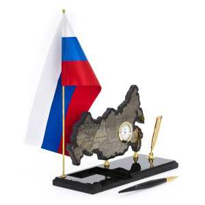 Письменный набор из обсидиана "Карта России"