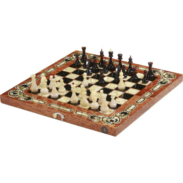 Chess made of vavona and amber "Arabesque-Marine"