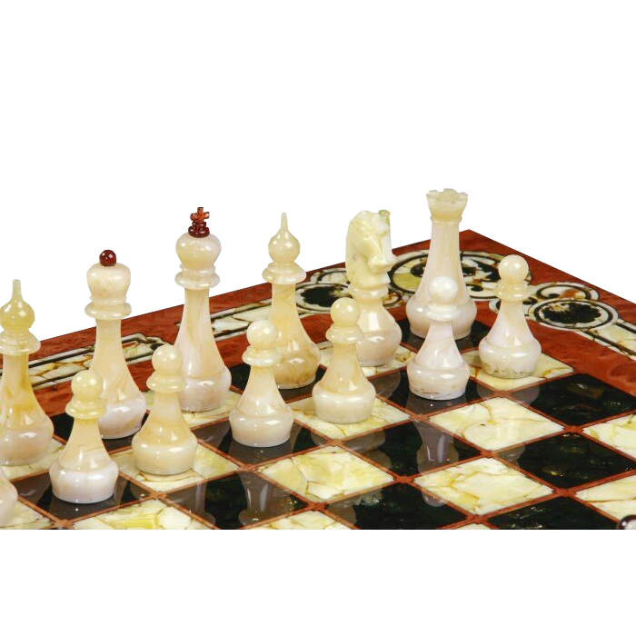 Chess made of vavona and amber "Arabesque-Marine"