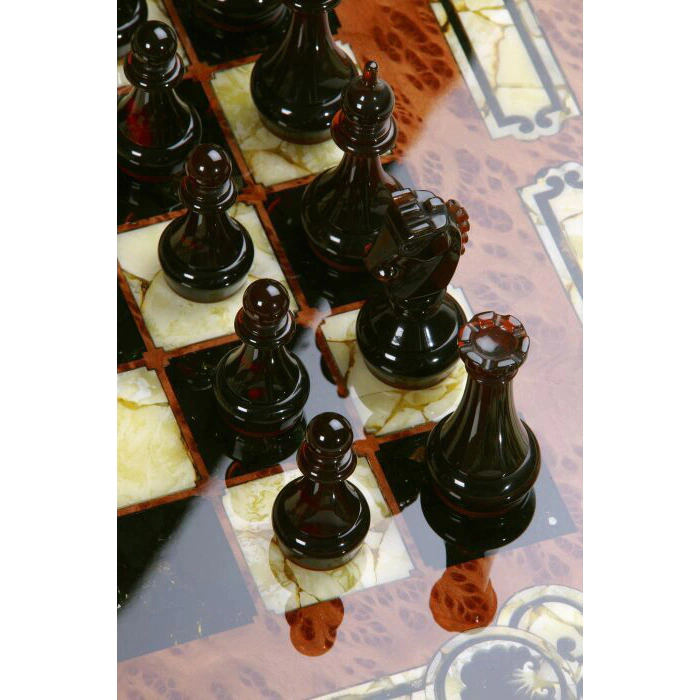 Chess made of vavona and amber "Arabesque-Marine"