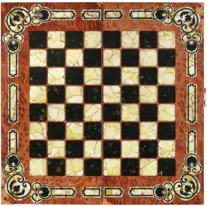 Chess made of vavona and amber "Arabesque-Marine"