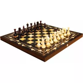 Chess made of stained oak and amber "Gothic"