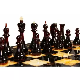 Chess made of stained oak and amber "Gothic"