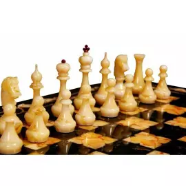 Chess made of stained oak and amber "Gothic"