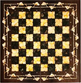 Chess made of stained oak and amber "Gothic"