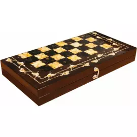 Chess made of stained oak and amber "Gothic"