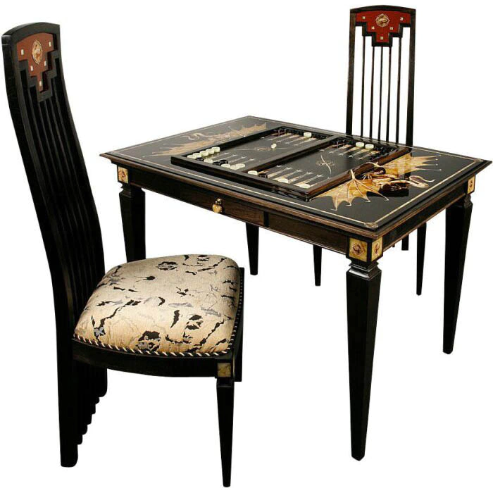 Set for playing backgammon "Dragon" with amber inlay