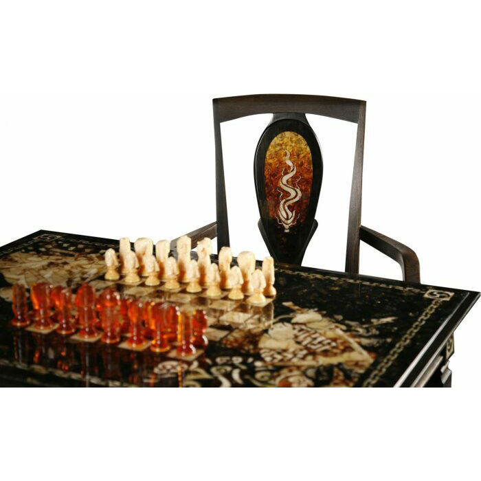 Samurai chess set with amber inlay