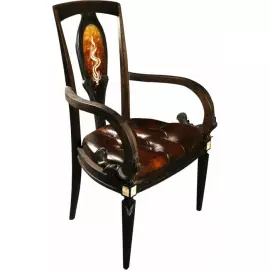 Гарнитур для игры в шахматы "Самурай" с янтарной инкрустацией