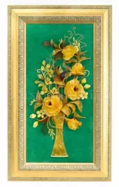 Amber panel "Vase with roses"