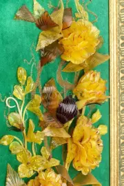 Amber panel "Vase with roses"