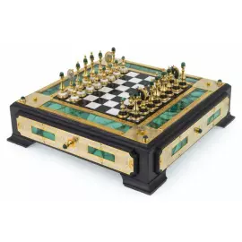 Шахматы "Царские" с малахитом, Златоуст