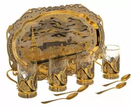 Чайный набор "Достопримечательности Москвы" на 4 персоны, Златоуст