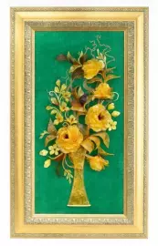 Amber panel "Vase with roses"