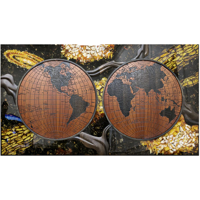 Wood and amber panel "Galaxy"