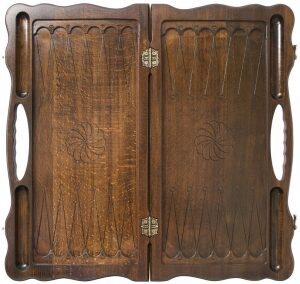 Backgammon carved "Coat of Arms of the Russian Federation" with a handle