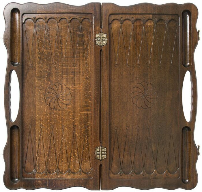 Backgammon carved "Coat of Arms of the Russian Federation" with a handle