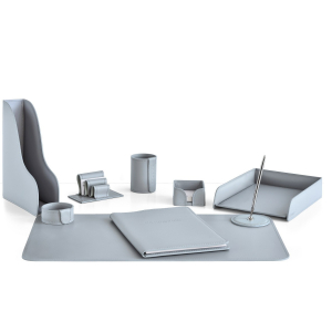 Table set "Business Cuoietto" grey, 9 pieces
