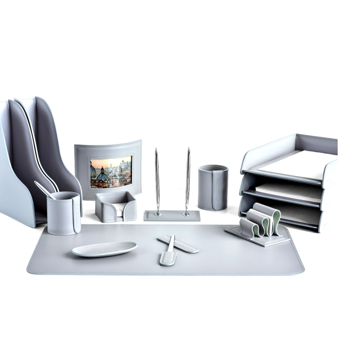 Table set "Business Cuoietto" grey, 14 pieces