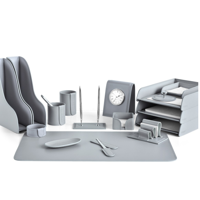 Table set "Business Cuoietto" grey, 17 pieces