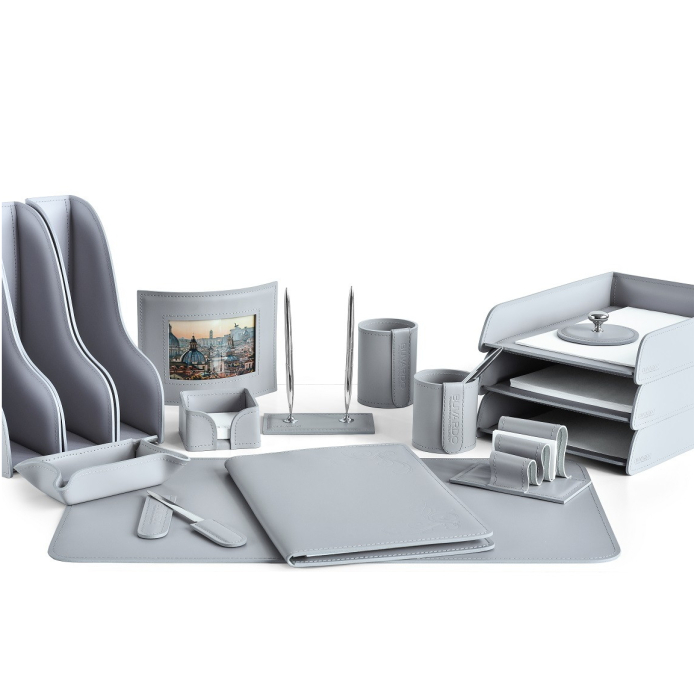 Table set "Business Cuoietto" grey, 17 pieces