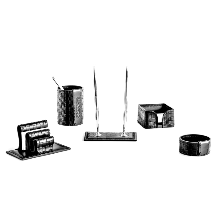Table set "Business Cuoietto" treccia/black, 5 pieces