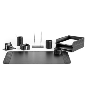 Table set "Business Cuoietto" Treccia/black, 9 pieces