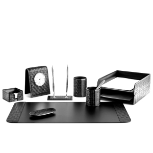 Table set "Business Cuoietto" treccia/black, 9 pieces