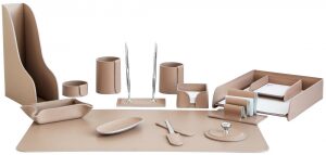 Table set "Business Cuoietto" (Cafe Latte color, 14 pieces) with vertical tray