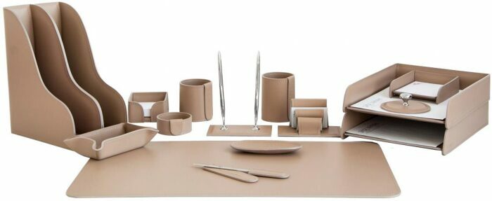 Table set "Business Cuoietto" (Cafe Latte color, 16 items)