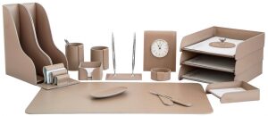 Table set "Business Cuoietto" (Cafe Latte color, 17 items)
