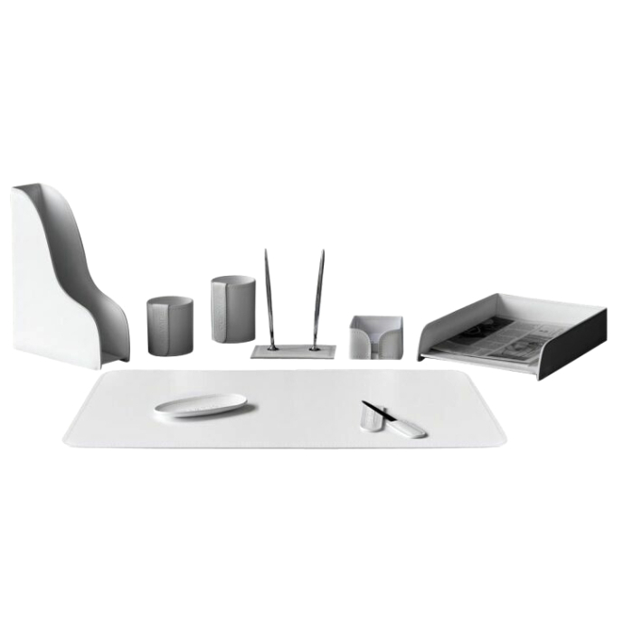 Table set "Business Cuoietto" white, 9 pieces