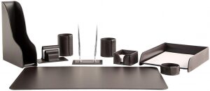 Table set "Business Cuoietto" (Choco color, 9 pieces) with vertical tray