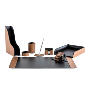 Настольный набор "Business Cuoietto"  табак/шоколад, 8 предметов Настольный набор "Business Cuoietto"  табак/шоколад, 8 предметов