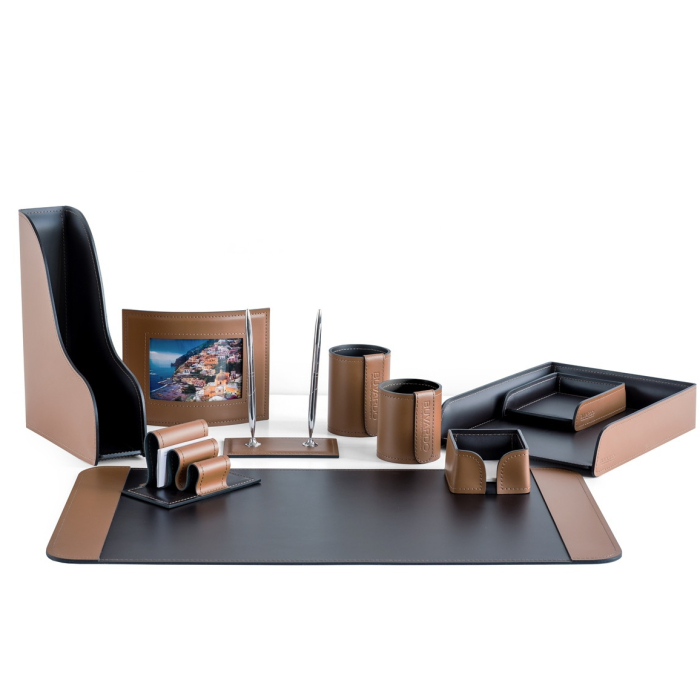 Настольный набор "Business Cuoietto"  табак/шоколад, 10 предметов Настольный набор "Business Cuoietto"  табак/шоколад, 10 предметов