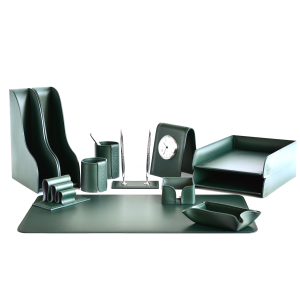 Настольный набор "Business Cuoietto" зеленый, 12 предметов Настольный набор "Business Cuoietto" зеленый, 12 предметов