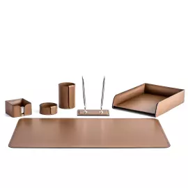 Настольный набор "Business Cuoietto" табак, 6  предметов