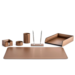 Настольный набор "Business Cuoietto" табак, 6  предметов