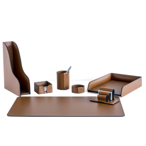 Настольный набор "Business Cuoietto" табак, 7 предметов