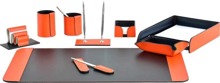 Настольный набор "Business Cuoietto Orange-Choco, 9 предметов