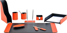 Настольный набор "Business Cuoietto Orange-Choco, 9 предметов с вертикальным лотком