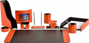 Настольный набор "Business Cuoietto" (цвет Orange-Choco, 10 предметов) Настольный набор "Business Cuoietto" (цвет Orange-Choco, 10 предметов)