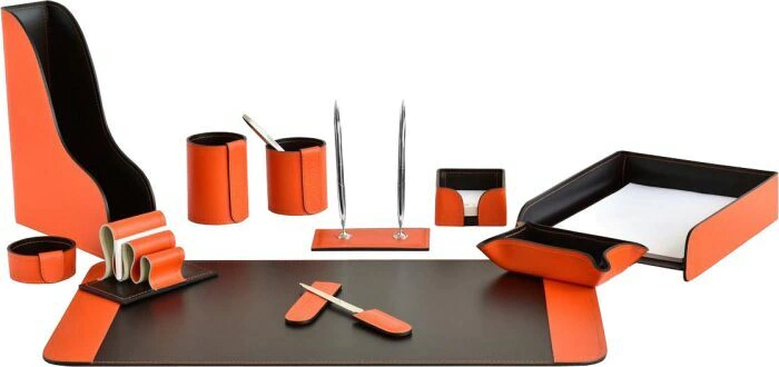Настольный набор "Business Cuoietto Orange-Choco, 11 предметов