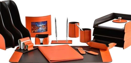 Настольный набор "Business Cuoietto Orange-Choco, 17 предметов