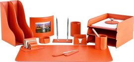 Настольный набор "Business Cuoietto Orange, 15 предметов