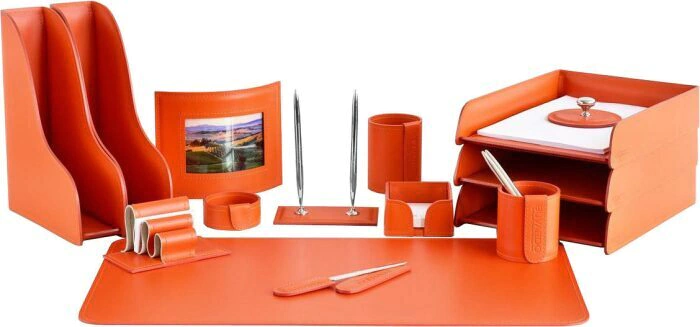 Настольный набор "Business Cuoietto Orange, 15 предметов